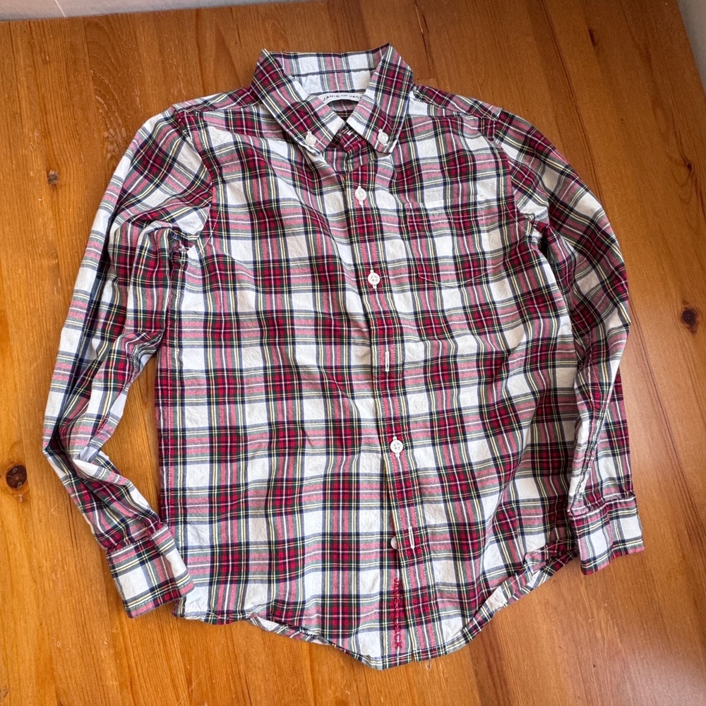 Janie and jacket red plaid cotton button down shirt size 5 NWOT